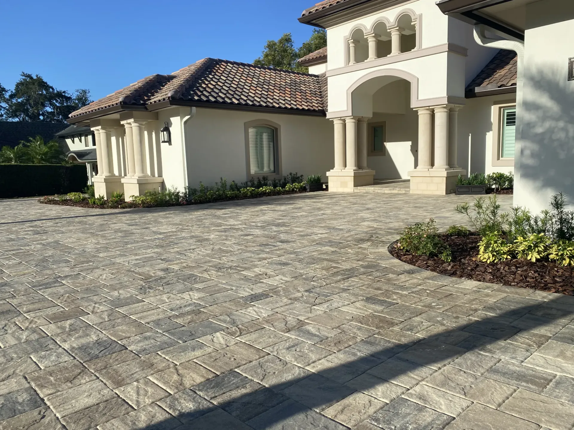 Modern house with beautiful driveway