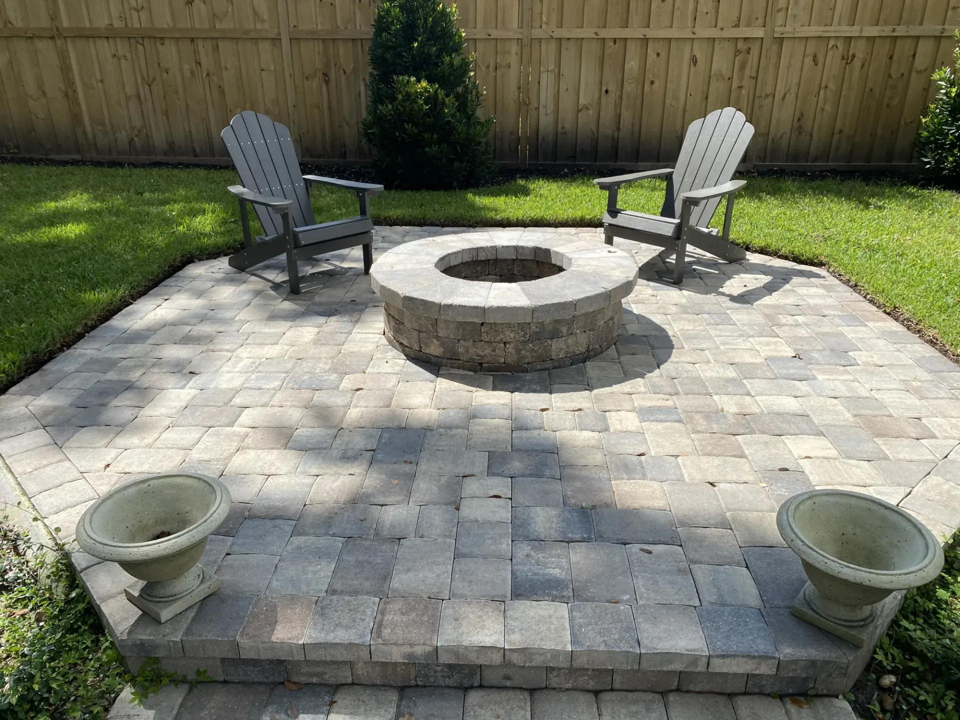 Durable firepit paver installation